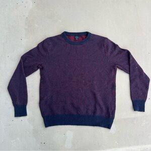J. Crew Men's Burgundy and Dark Blue Crewneck Sweater